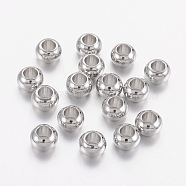 Brass Spacer Beads, Rondelle, Platinum Color, Size: about 6mm in diameter, 4mm thick, hole: 3mm(X-KK-Q083-N)