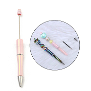 UV Plated Plastic Ball-Point Pen, Beadable Pen, for DIY Personalized Pen with Jewelry Beads, Pink, 150x12mm(AJEW-C038-03D)