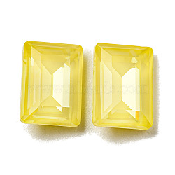 Glass Rhinestone Cabochons, Point Back & Back Plated, Faceted, Rectangle, Jonquil, 14x10x6.5mm(RGLA-G021-01D-213DE)