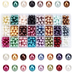Eco-Friendly Dyed Glass Pearl Round Beads, Mixed Color, 8mm, Hole: 1.2~1.5mm, about 30pcs/compartment, 720pcs/box(HY-PH0011-02-8mm)