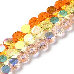 Transparent Electroplate Glass Beads Strands, AB Color Plated, Faceted, Half Round, Mixed Color, 7.2x7.5x4mm, Hole: 1.5mm, about 80pcs/strand, 22.05''(56cm)(GLAA-Q099-D01-M02)