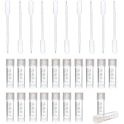 Graduated Tube Plastic Bead Containers, with Lid and Plastic Transfer Pipettes, Clear, Bead Containers: 45mm, 50pcs/set(CON-PH0001-74)