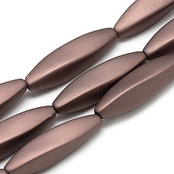 Rubberized Style Acrylic Beads, Twisted Oval, Saddle Brown, 36x9x9mm, Hole: 2mm(X-MACR-Q190-X08)