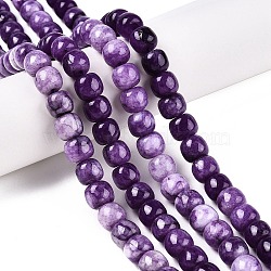 Dyed Natural White Jade Beads Strands, Barrel Beads, Purple, 10x8.5~9mm, Hole: 1mm, about 43~45pcs/strand, 14.76~15.6''(37.5~39cm)(G-T138-S13)