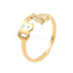 Ion Plating(IP) 304 Stainless Steel Constellation Open Cuff Ring for Women,
Real 18K Gold Plated, Leo, 7.8mm, Inner Diameter: Adjustable(RJEW-C097-01G-02)