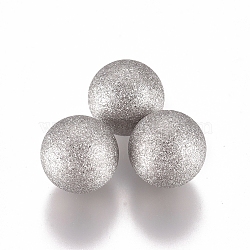 304 Stainless Steel Textured Beads, No Hole/Undrilled, Round, Stainless Steel Color, 10mm(STAS-G225-34P-02)