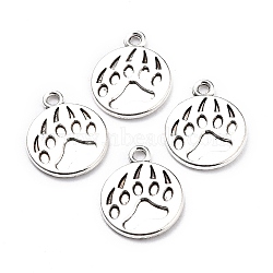 Dog Paw Prints Tibetan Style Alloy Pendant Enamel Settings, Lead Free & Cadmium Free, Antique Silver, 18x15x1.5mm, Hole: 1.6mm, about 66pcs/g(TIBE-XCP0000-14AS-RS)