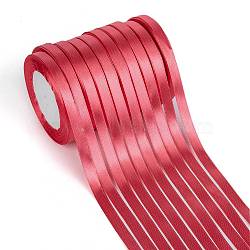 Single Face Solid Color Satin Ribbon, for Bows Crafts, Gifts Party Wedding Decoration, Crimson, 3/8 inch(9~10mm), about 25yards/roll(22.86m/roll), 10rolls/group, 250yards(228.6m/group)(SRIB-S051-10mm-065)