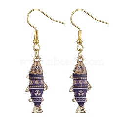 Light Gold Alloy Enamel Dangle Earrings, Fish, Purple, 48x10mm(EJEW-JE05607-05)