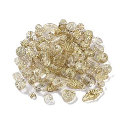 Transparent Acrylic Beads, Metal Enlaced, Mixed Shapes, Cornsilk, 7.5~22.5x7.5~21x5.5~13mm, Hole: 1.2~5.5mm, about 485pcs/500g(MACR-L005-05D)