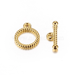 Tibetan Style Alloy Toggle Clasps, Lead Free and Cadmium Free, Golden, Ring: 13x16mm, Bar :6x18mm, Hole: 2mm(X-K093H011)