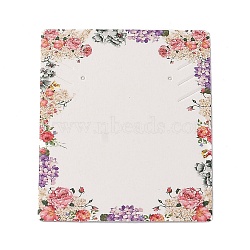 Cardboard Necklace Earring Set Display Cards, Rectangle, White, Flower Pattern, 6.4x5.1x0.02cm, 100pcs/bag(X-CDIS-A002-C-06A)