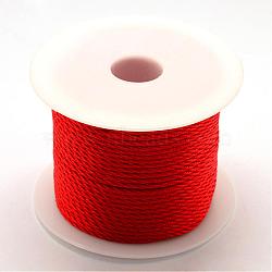 Braided Nylon Thread, Red, 2mm, about 54.68 yards(50m)/roll(NWIR-R026-2.0mm-700)
