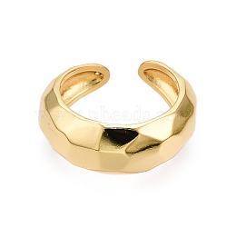 Brass Open Cuff Rings for Women, Real 18K Gold Plated, Inner Diameter: 17mm(RJEW-D016-08G)