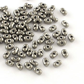 MGB Matsuno Glass Beads, Peanut Japanese Seed Beads, Farfalle Butterfly Beads, Plated Glass Seed Beads, Platinum Plated, 4x2x2mm, Hole: 0.5mm, about 600cs/20g