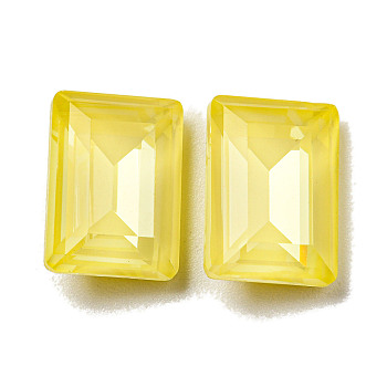 Glass Rhinestone Cabochons, Point Back & Back Plated, Faceted, Rectangle, Jonquil, 14x10x6.5mm