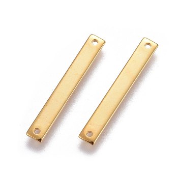 201 Stainless Steel Links connectors, Rectangle, Golden, 25x3.5x1mm, Hole: 1mm