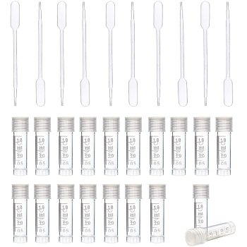 Graduated Tube Plastic Bead Containers, with Lid and Plastic Transfer Pipettes, Clear, Bead Containers: 45mm, 50pcs/set