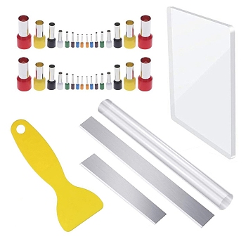 Stainless Steel & Plastic Clay Craft Tool Kits, including Hole Punches, Scraper, Press Board, Roller Pin, Mixed Color, 37pcs/set