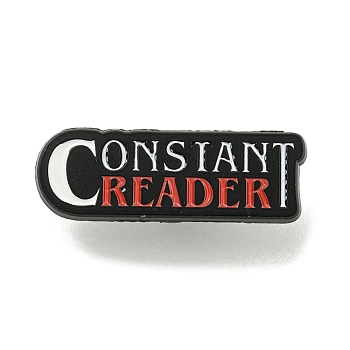 Consiant Reader Zinc Alloy Brooches, Word Enamel Pins for Backpack, Suit, Black, 10.5x31x1.5mm