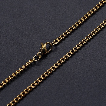 201 Stainless Steel Curb Chain Necklace, with Lobster Claw Clasps, Golden, 18.11 inch(46cm) long, Link: 4x3x1mm