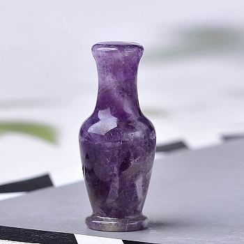 Natural Amethyst Carved Healing Vase Figurines, Reiki Energy Stone Display Decorations, 48x20mm