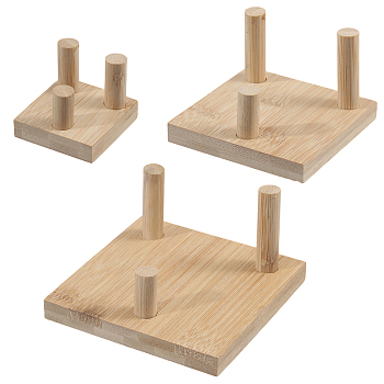 Wood Crystal Ball Holder, Wooden Stone Display Stands, Square, Blanched Almond, Fihished Product: 50~103x50~104x38~54.5mm