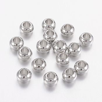 Brass Spacer Beads, Rondelle, Platinum Color, Size: about 6mm in diameter, 4mm thick, hole: 3mm