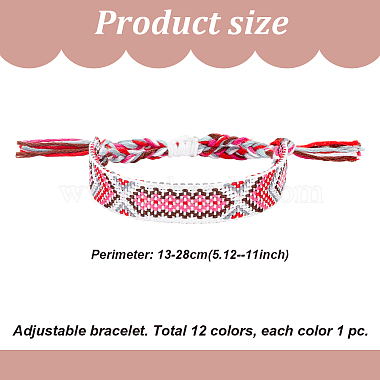 12Pcs 12 Colors Polyester Braided Cord Bracelets Set(BJEW-AN0001-56)-7