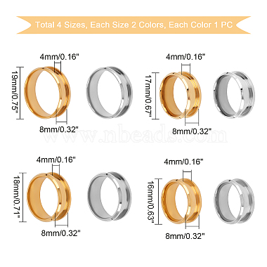 8Pcs 8 Style 201 Stainless Steel Grooved Finger Ring Settings(MAK-UN0001-37)-5