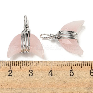 Natural Rose Quartz Copper Wire Wrapped Pendants(G-B079-01P-02)-3