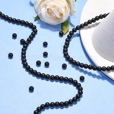 Synthetic Black Stone Beads Strands(G-G508-6MM)-5