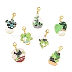 7Pcs Alloy Enamel Pendant Decorations, with Alloy Lobster Claw Clasps, Mixed Color, 42~47mm(HJEW-YW00384)