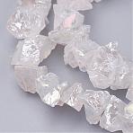 Electroplated Natural Quartz Crystal Bead Strands, Nuggets, 10~24.5x5.5~16x2~23mm, Hole: 1mm, about 54~64pcs/strand, 15.1~15.9 inch(G-F336-06A)