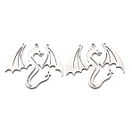 201 Stainless Steel Pendants, Pterosaur Charms, Laser Cut, Stainless Steel Color, 30x36.5x1mm, Hole: 1.4mm(SA-Z001-10P)