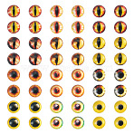 70Pcs 2 Styles Glass Cabochons, Half Round with Eye Pattern, Craft Eyes for Doll Making, Yellow, 8x2mm, 35pcs/style(GLAA-TADJ0001-18D)