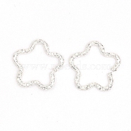 Iron Linking Rings, Openable, Textured Star, Silver, 17x17mm(FIND-YW0004-19S)