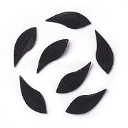 Faux Suede Big Pendant Decorations, Leaf, Black, 44x16x1.6mm, Hole: 1.2mm(FIND-G013-12J)