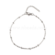 304 Stainless Steel Satellite Chains Anklet for Women, Stainless Steel Color, 9-1/8 inch(23.2cm)(AJEW-AN00501)