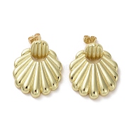 Brass Dangle Stud Earrings, Shell Shape, Real 16K Gold Plated, 31x25mm(EJEW-H308-01G)