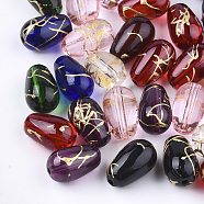 Drawbench Glass Beads, teardrop, Mixed Color, 9x6mm, Hole: 1mm(GLAD-T001-01A)