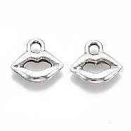 Tibetan Style Alloy Charms, Cadmium Free & Lead Free, Lip, Antique Silver, 12.5x13x1.5mm, Hole: 2mm, about 1478pcs/1000g(TIBE-R317-014AS-LF)
