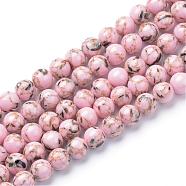 Assembled Synthetic Turquoise and Shell Beads Strands, Dyed, Round, Pink, 4mm, Hole: 0.5mm, about 95pcs/strand, 15.7 inch(G-S212-4mm-01)