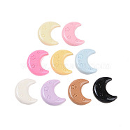 Opaque Resin Decoden Cabochons, Crescent Moon with Star, Mixed Color, 26.5x21x5.5mm(RESI-A036-07)