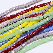 Faceted Cube Glass Bead Strands, Mixed Color, 2x2x2mm, Hole: 0.5mm, about 200pcs/strand, 15.7 inch(EGLA-E041-2mm-M1)