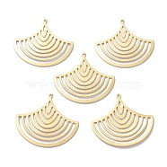 Brass Pendants, DIY Accessories, for Bracelets, Earrings, Necklaces, Hollow, Fan, Raw(Unplated), 32.5x34.5x1mm, Hole: 1.2mm(KK-I010-07C)