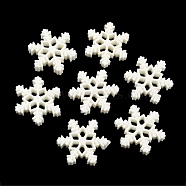 Opaque Resin Cabochons, Christmas Glitter Snowflake, Floral White, 22x19.5x5mm(RESI-XCP0002-08)