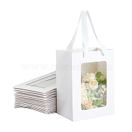 Rectangle Paper Storage Bags with Handle, Packaging Bags with Clear Visible Window, WhiteSmoke, 20.1x15x0.35cm(ABAG-WH0046-26A-01)