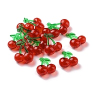 Transparent Acrylic Pendants, Cherry, Red, 33x26x12.5mm, Hole: 1.5mm(OACR-C003-03)