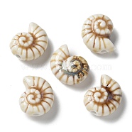 Handmade Porcelain Beads, Snail, Bisque, 20~21x16~17x9~10.5mm, Hole: 3mm(PORC-L080-F04)